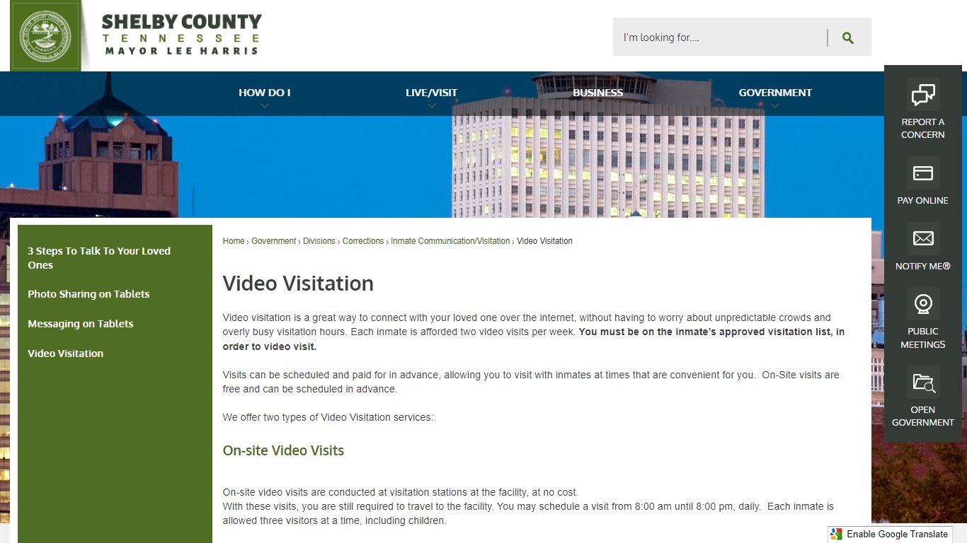 Video Visitation | Shelby County, TN - Official Website